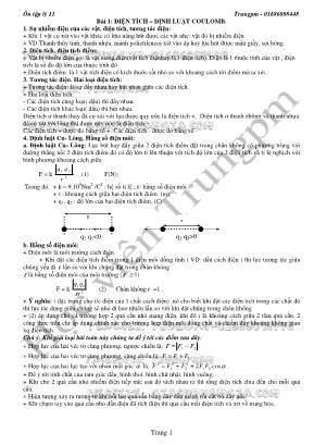 Đề cương ôn tập môn Vật lý Lớp 11 - Phạm Trung